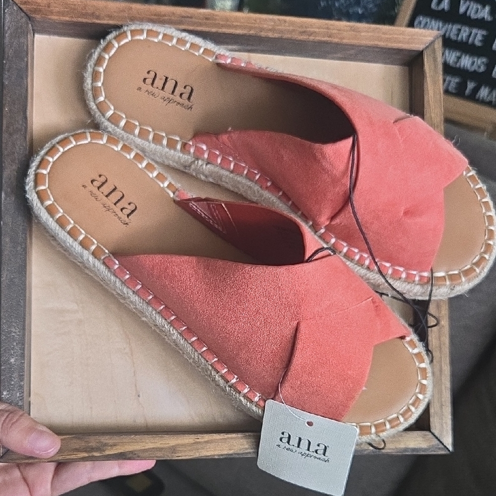 a.n.a Pink Orange Espadrille Slip-On Shoes